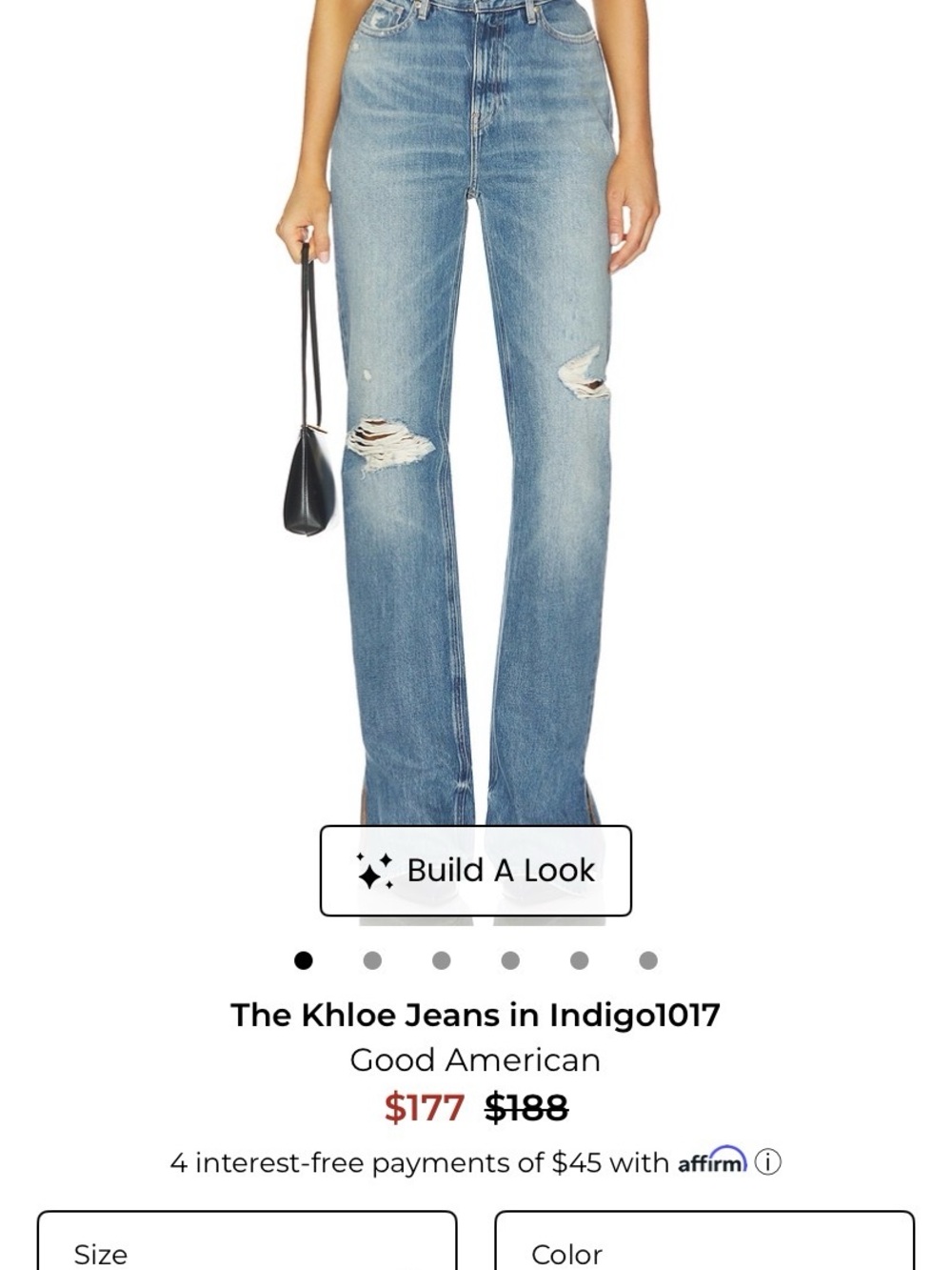 Good American The Khloe Jeans in Indigo - Distressed Straight Leg